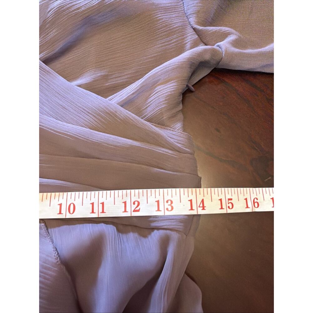 ASOS DESIGN Wrapwaist Midi Dress Sz 6 Double Layer Skirt Long Sleeve Lavender - Picture 9 of 14